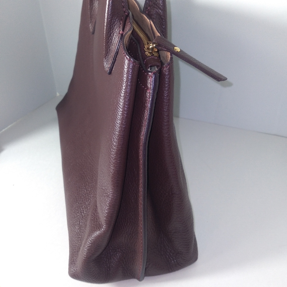 IACUCCI Made In Italy Burgundy Pebbled Leather Satchel Bag - Picture 10 of 13